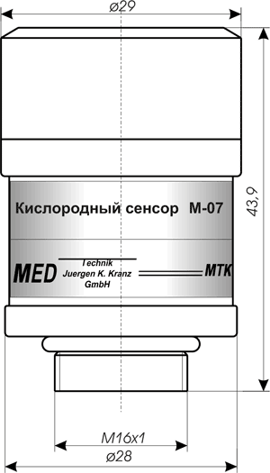 Размеры кислородного датчика M-07S Kranz GmbH схема1
